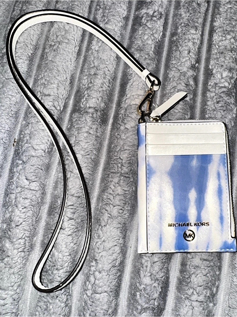 Michael Kors Jet Set Charm Small Leather ID Lanyard Blue & White